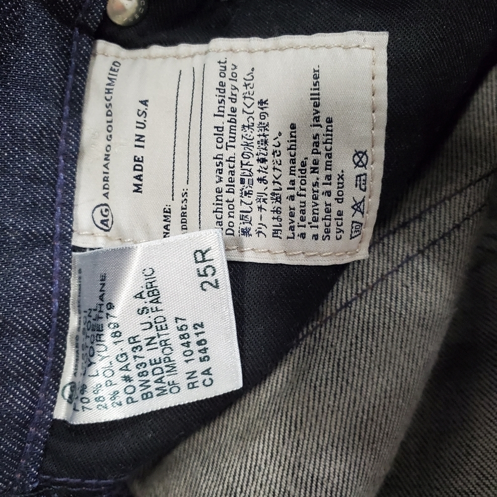 AG Adriano Goldshmied size 25R The Stevie Slim Straight Skinny Jeans Dark - Picture 8 of 8